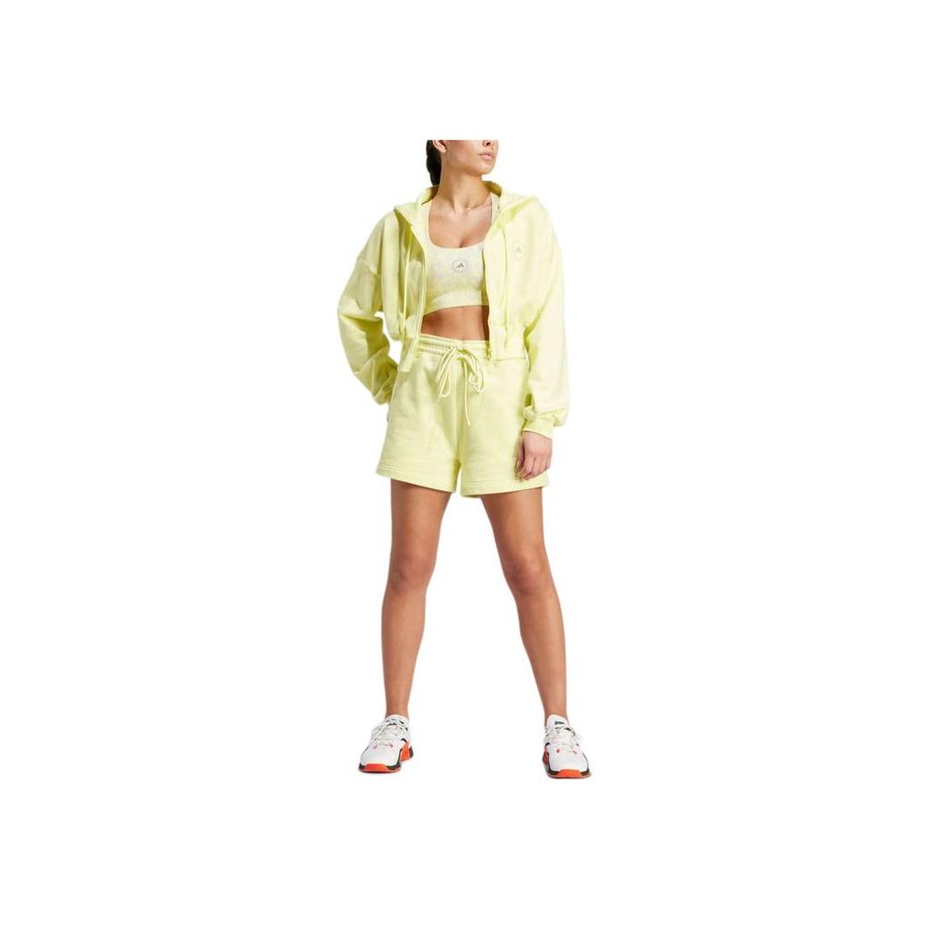 Adidas X Stella McCartney Collaboration Sportswear Cropped Hoodie Solid Logo Sports Jacket Women hoodies Pink Yellow IN3636