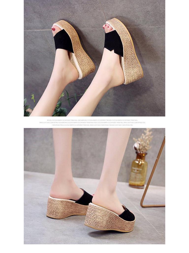 Women's 2019 Korean-Style Summer Platform Wedge Sandals - Thick Sole One-Strap Slippers