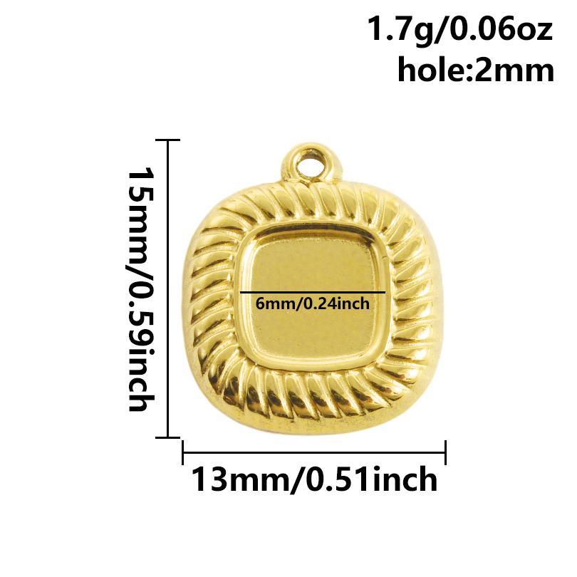 6 Stück Herz Quadrat Wassertropfen Oval Cabochon Basis Fassung Anhänger Edelstahl Charms Für Schmuckherstellung Großhandel DIY Materialien