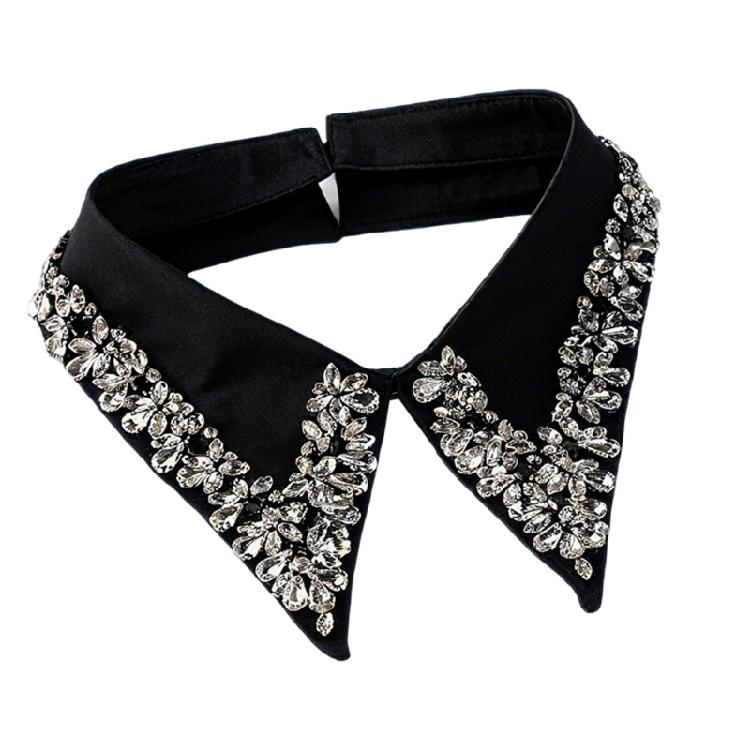 

Lightweight Reusable Detachable Neckpiece With Secure Rhinestones Lightweight Prom Collar Enhancer For Comfort Wear чорний