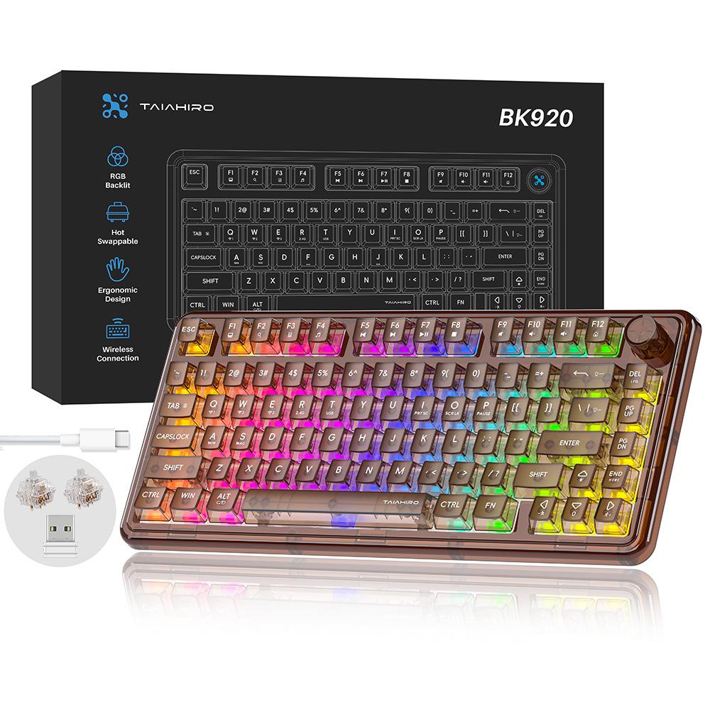 Dynamic Luminous Wired Mechanical Keyboard & Silent Gaming Mouse Set, Three-Mode for Office & Gaming.
