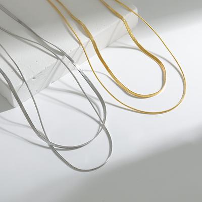 Catena Sottile a Doppio Strato Piatta a Spina di Pesce Stile INS Cool Personalizzato Pieghevole Coltello Corto Collana da Donna