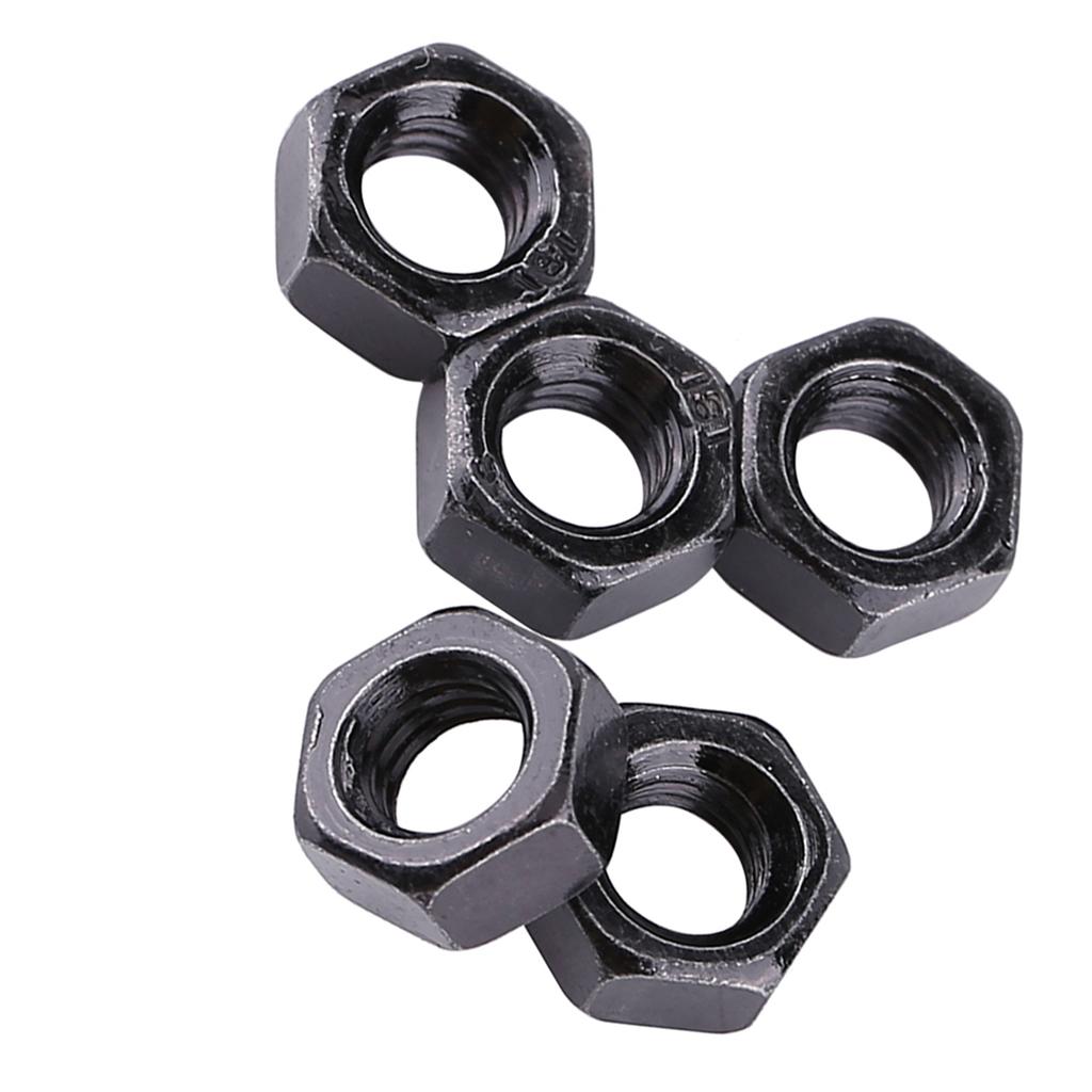 100pcs Din934 M2 M5 Black Zinc Plated Carbon Steel Metric Thread Hex Hexagonal Nuts