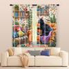 Set Of 2 Filtering Curtains Excluding Rods Non Movable Without Batteries Black Cartoon Cat Use Bedrooms Living Curtain Polyester Ideal For Bedroom