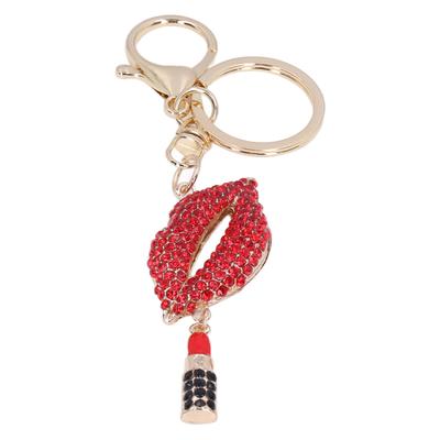 Porte-clés Strass Mignon Exquis Forme Lèvre Sac Portefeuille Pendentif Décoratif Ornement AccessoiresRouge
