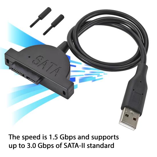 USB 2.0 To 7+6 13-Pin SATA Adapter Cable for Laptop Compact Disc DVD ROM Drive 480Mb/s High Speed Transfer DVD Optical Drive Convertor Cord