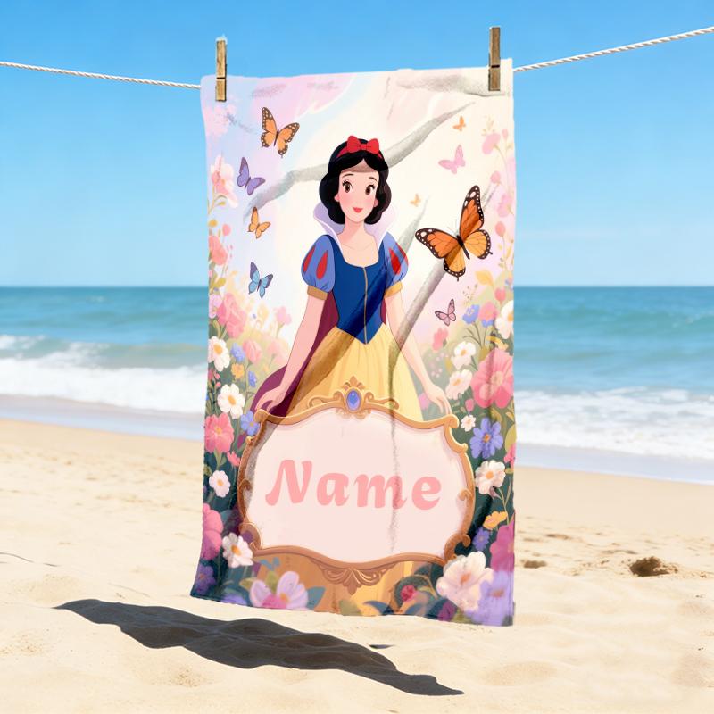 Custom Name Princess Garden Stylish Digital Printing Beach Towel Quick‑Drying Absorbent Blanket for Beach Pool Gym Travel