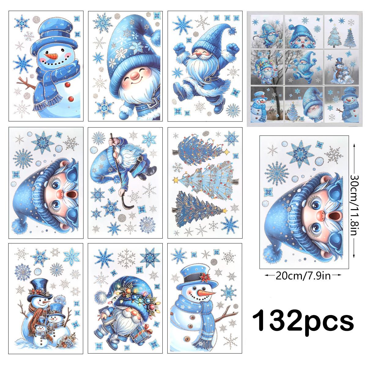 

Блестящие серебряные рождественские наклейки Санта-Клаус, гном, снеговик, рождественская елка, наклейки на окна, веселое рождество, новогодняя вечеринка, декор A