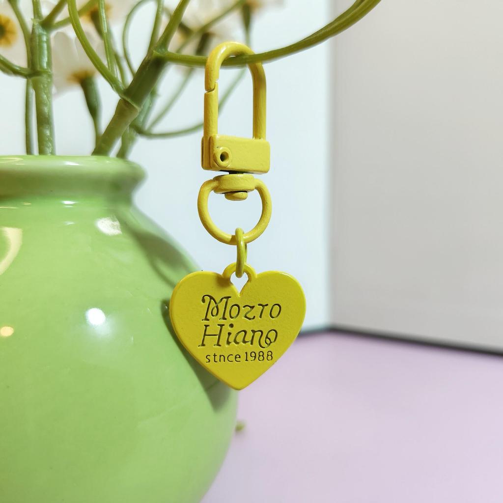 Colorful Metal Love Heart Pendant Keychain - Candy Color Heart-Shaped DIY Piece & Door Buckle Accessory