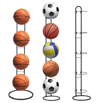 4/5 Layers Basketball Storage Rack Metal Vertical Football Volleyball Basketball Holder Indoor Outdoor Portable Ball Stand