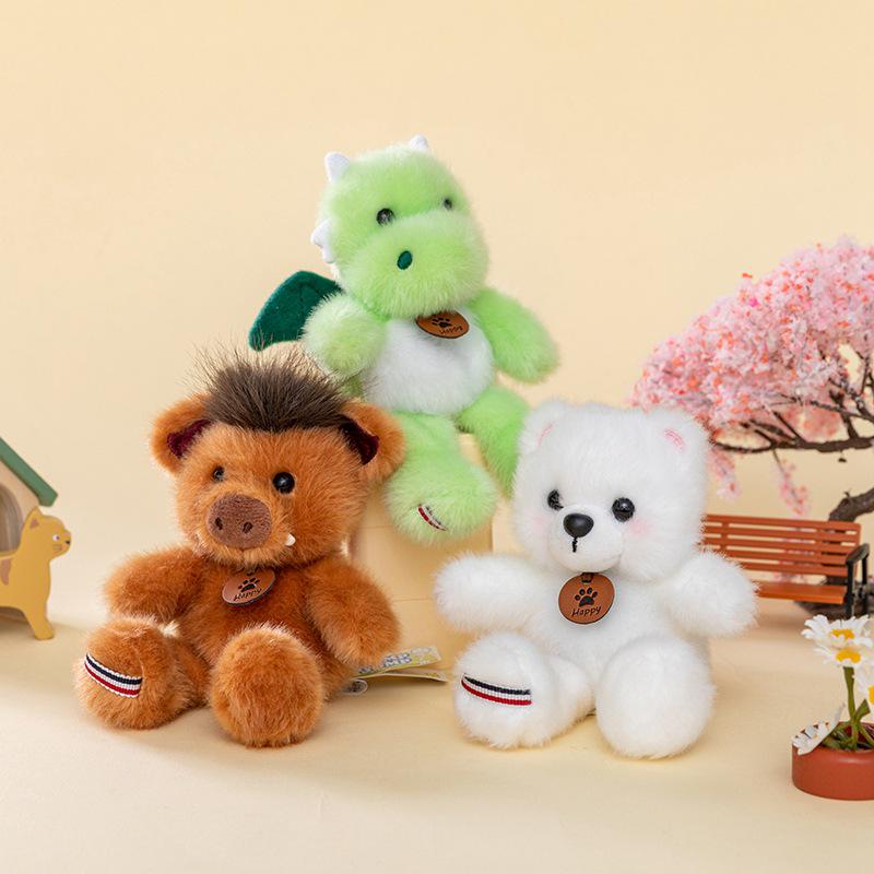 Cute Bear, Wolf, and Dinosaur Plush Keychain – Student Gift Backpack Ornament