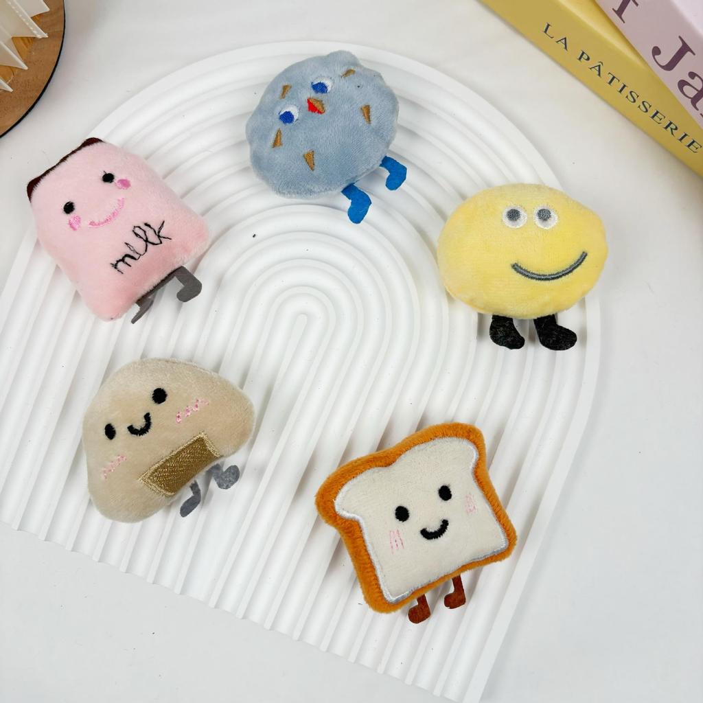 Cartoon Plush Bread Toast Brooch & Hair Accessories Set