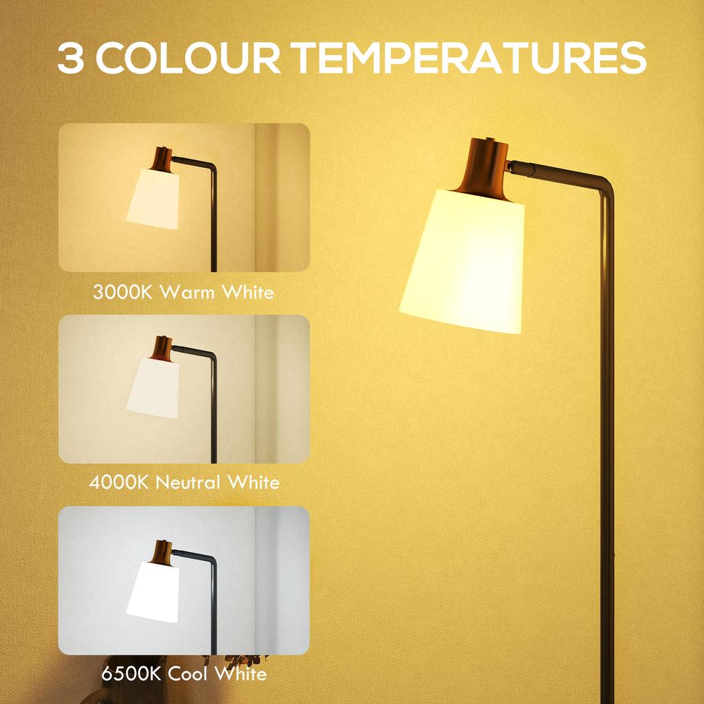 Floor Lamp with 350 degrees Rotatable Head, Modern Standing Lamp with 3000K/4000K/6500K Colour Temperatures for Living Room Bedroom Office, Black