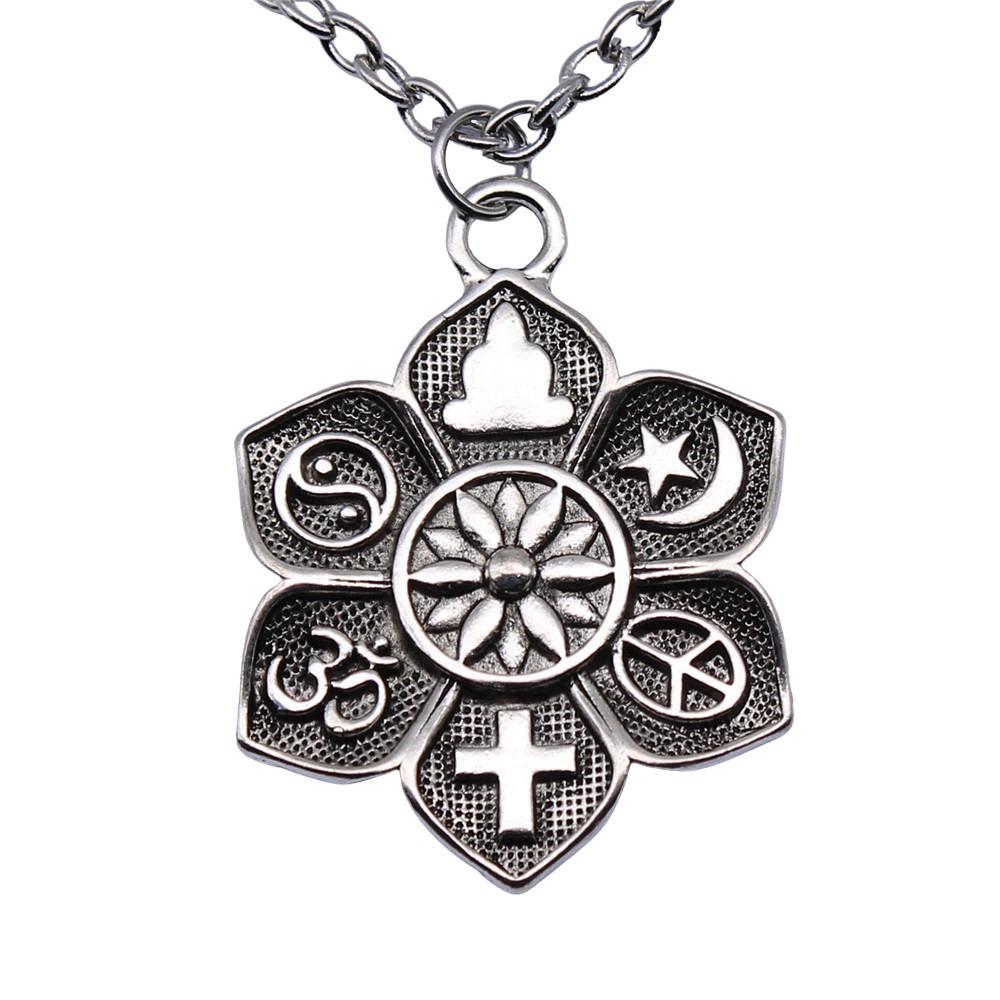 Blume des Lebens Heilige Geometrie Anhänger Antik Bronze Metall Jungen Halskette Trendiges Geschenk