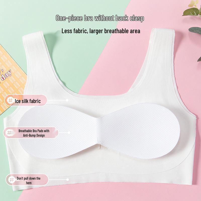 Girls' Seamless Ice Silk Junior Vest - Children's One-Piece Underwear for Students