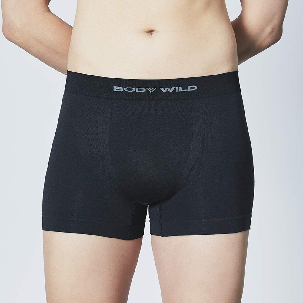 Body Wild Herren 3D Geformte Boxershorts, Frontverschluss, Baumwollmischung, Größe C. Schwarz, BWS851J, Größe L