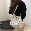Lovely Strawberry Women's Shoulder Bag Large Capacity Female Corduroy Shopping Bags Travel Female Underarm Tote Handbags