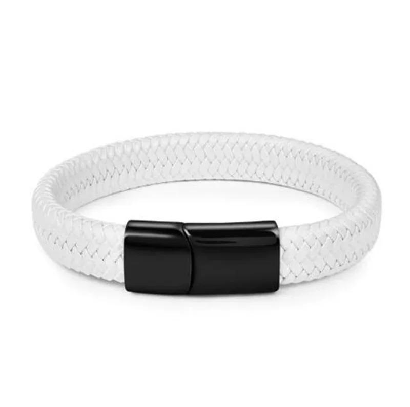 Vintage Handwoven Black Leather Bracelet with High Quality Metal Buckle Suitable for Men\'s Personalized Charm Wristband Jewelry