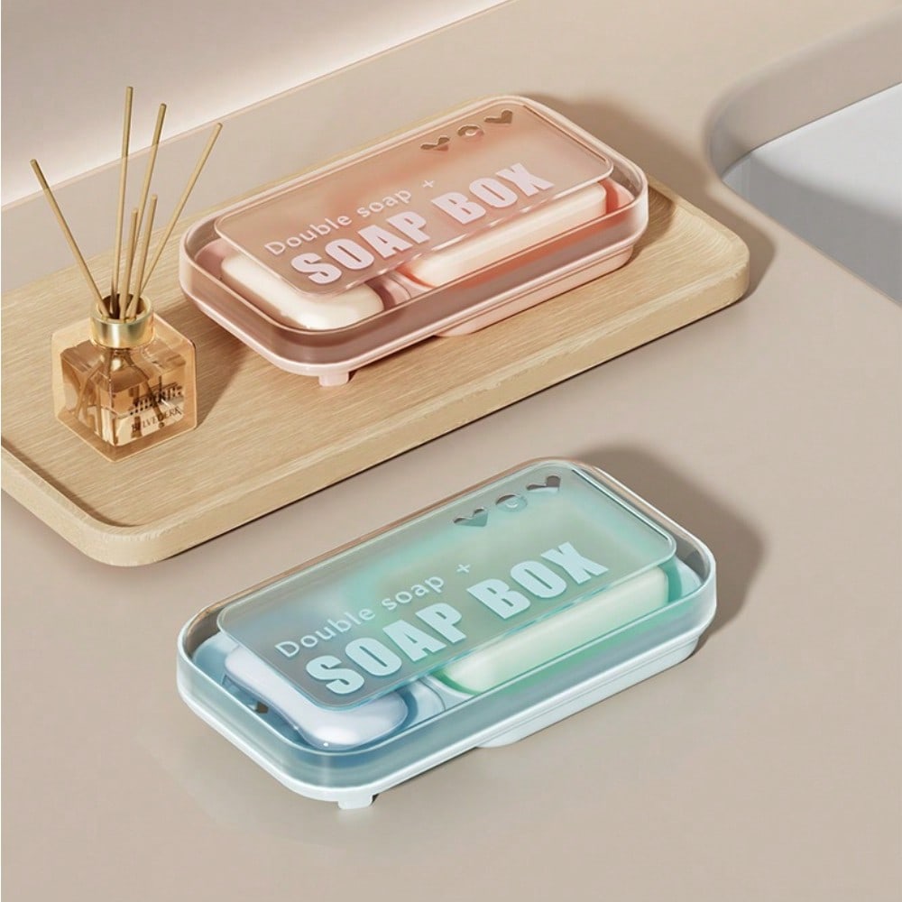 Double Grid Soap Box Drain Dormitory Incense Cover with Cover Light Luxury Bubble Double Layer Soap Dish