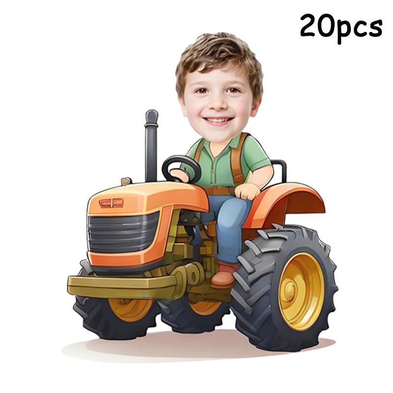 

20 шт. Фермерская машина с персонализированной наклейкой с лицом, Индивидуальные наклейки на день рождения для детей, Индивидуальные бумажные наклейки-пломбы для рождения, Праздничный реквизит 5cm