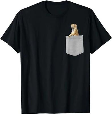 Pocket Prairie Dog Graphic Tee Cute Animal Lover Men's Casual Cotton T-Shirt