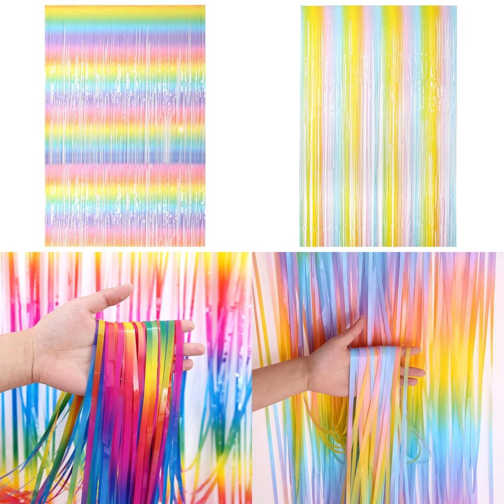 Macaron Vibrant Gradient Rain Curtain Decoration For Babys Milestone Photo Prop