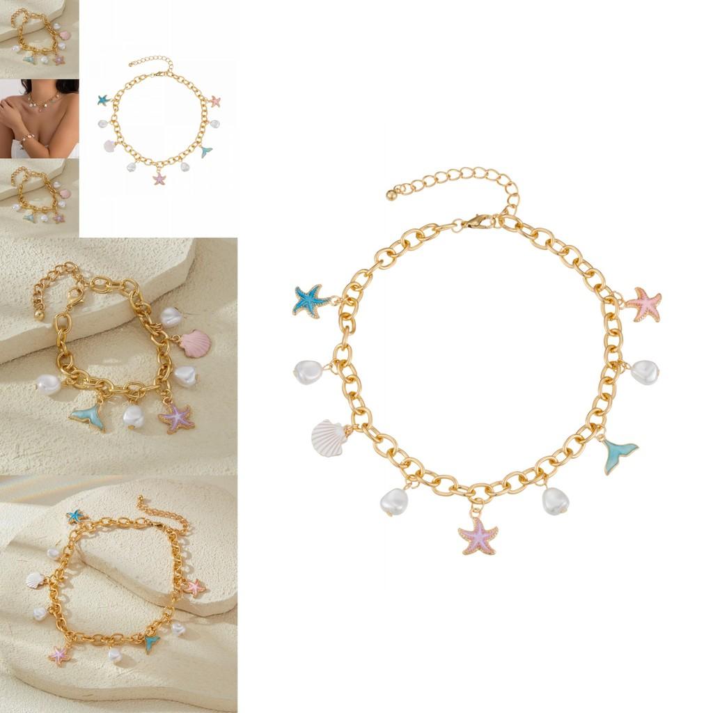 Beautifully Crafted Beachy Starfish Shell Necklace With Eye-catching Tassel Design