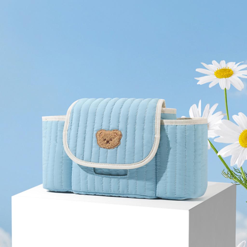 Quilted Diaper Handbag Large Capacity Baby Handcart Storage Bag Solid Color Fluffy Stroller Nappy Bag Babies Accessories