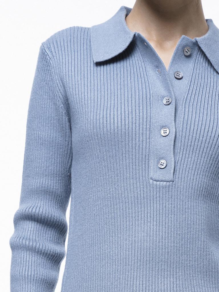 Chaenseseunoi Soft Slim Button Collar Knit - Sky /W243Tp08Sk