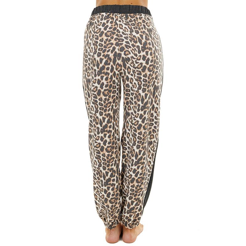 Women Spring Summer Casual Sport High-Waisted Elastic Waist Leopard Jogging Pants