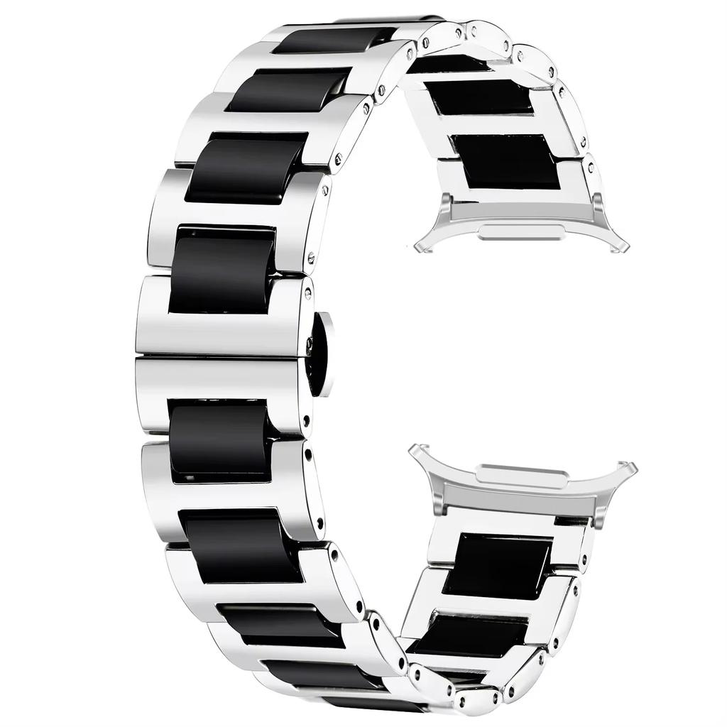 Ceramic+Metal Strap For Samsung Galaxy Watch Ultra 47mm Women/Man Luxury Bracelet Band Galaxy Watch 7 Ultra Stainless Steel Belt