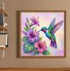 Flower Bird Glass Bead Full 11CT DIY Stamped Cross Stitch Kits for Adults Home Decor Printed Cross-Stitch Kits 14.04x14.04in