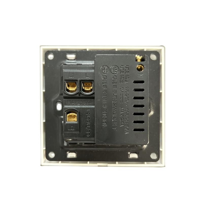 1 grup 2 cai cu priza de incarcare USB cu 2 porturi, cu lumina LED, AC110-250V, comutator cu priza international universala USB