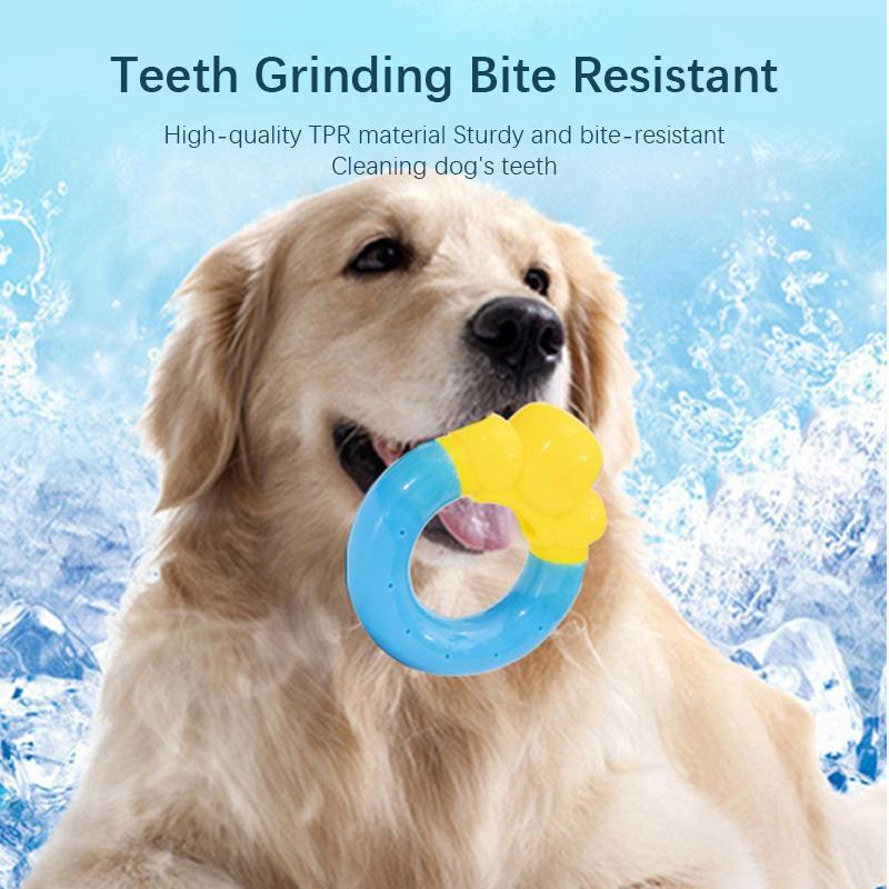 New Dog Toys Summer Heat Relief Cotton Absorbent Frozen Chilled Chewing Gnawing Teething Ring Toys High Quality TPR Pet Supplies