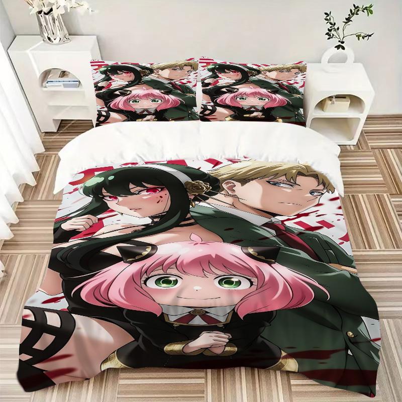 Spy X Family Teamwork Print 3Pcs Bedding Setduvet Cover With 2 Bedropillowcase Home Birthday Gift
