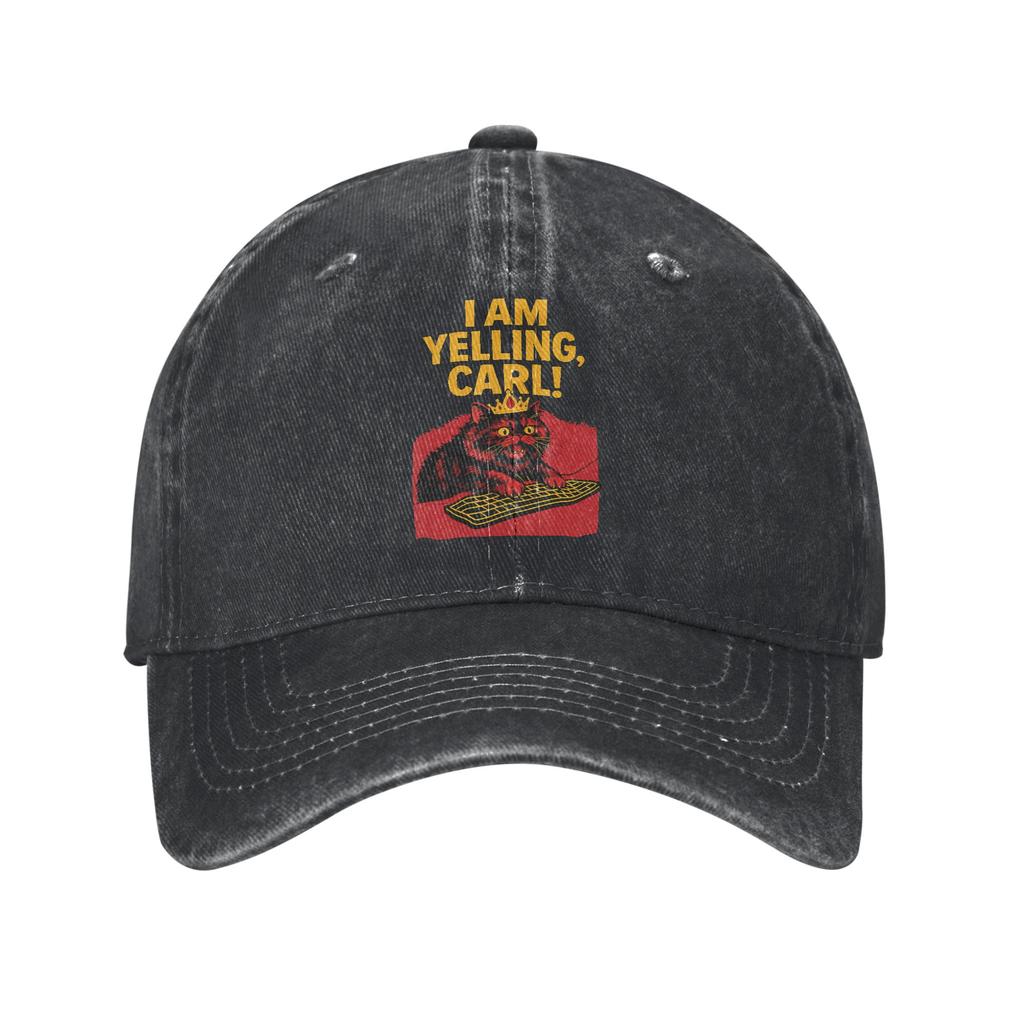 Funny I Am Yelling Carl Cat Meme Unstructured Baseball Cap Distressed Denim Washed Keyboard Snapback Hat Outdoor Adjustable