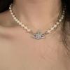 Empress Dowager Saturn Pearl Necklace: Fashionable Retro Light Luxury Clavicle Chain