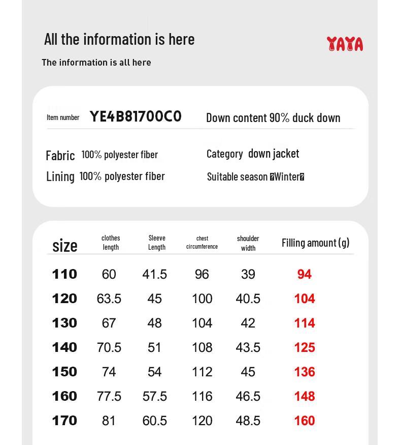 Yaya Unisex Kids' Winter Hooded Mid-length Thickened Down Jacket