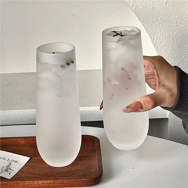 Tazza da Caffè Trasparente con Motivo Verticale Phnom Penh Elegante Bordo Dorato Bicchiere Tazza da Acqua per Caffetteria Bar Ufficio Casa