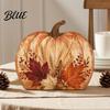 Thanksgiving Table Centerpiece Fall Pumpkin Decoration, Rustic Block Wooden Sign, Autumn Vintage Decorative Maple Leaf Accents Farmhouse Tabletop for