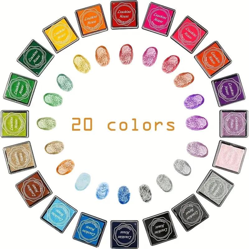 20/set Colors Ink Pad Set for Stamps Washable Rainbow Ink Pads for DIY Crafts Scrapbooking Card Making and Art Projects Supplies