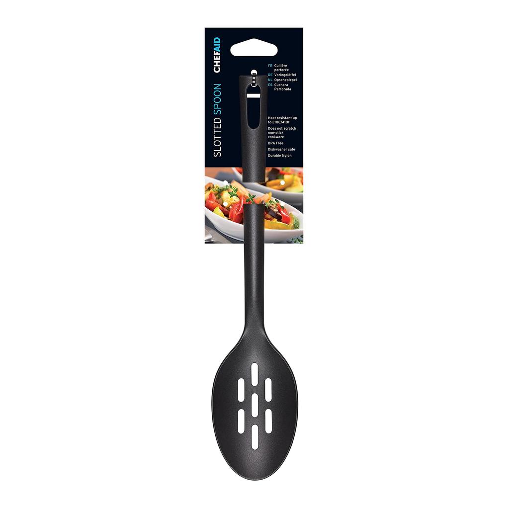Chef Aid Nylon Slotted Spoon Black