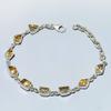 Natural Citrine Gemstone Handmade 925 Solid Sterling Silver Bracelet 7-8" D6H79