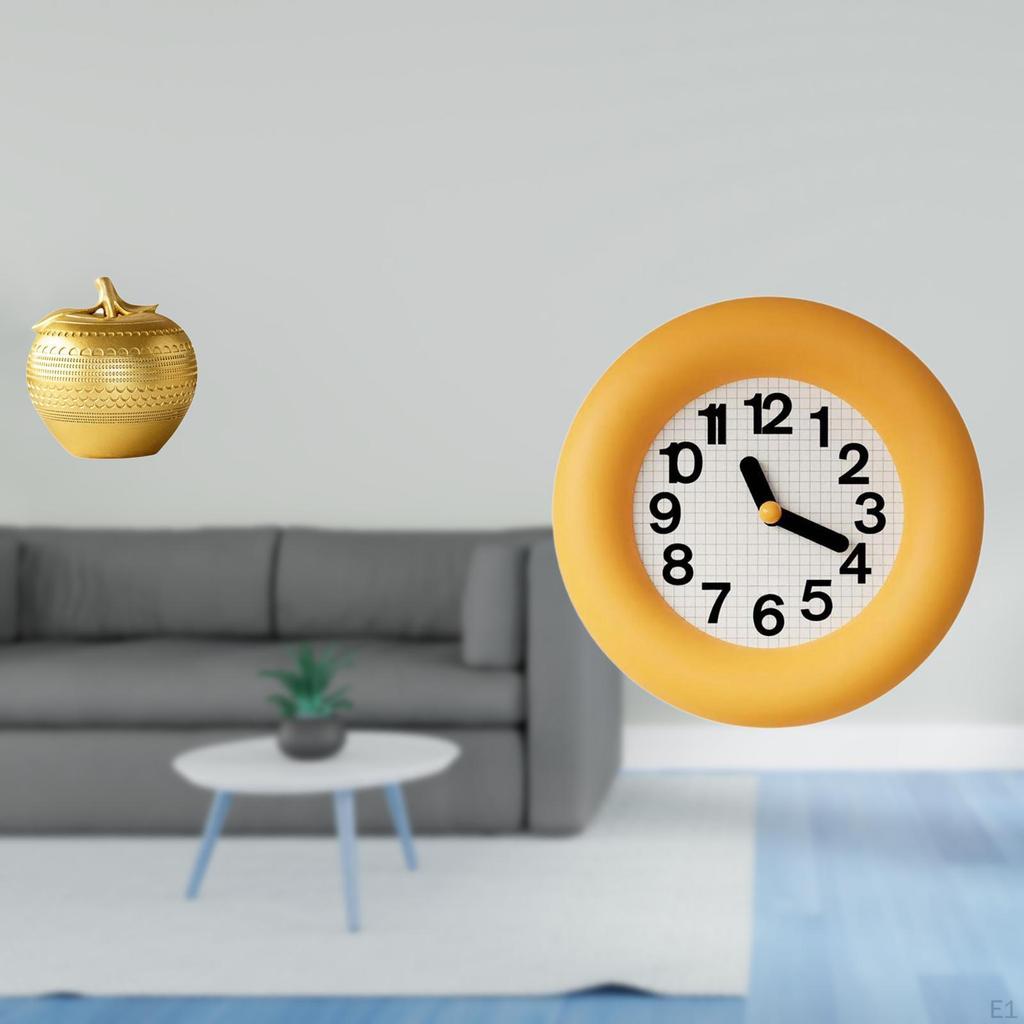 Modern Resin Fruit Figurine Sculpture And Silent Contemporary Analog Wall Clock for Dining Room