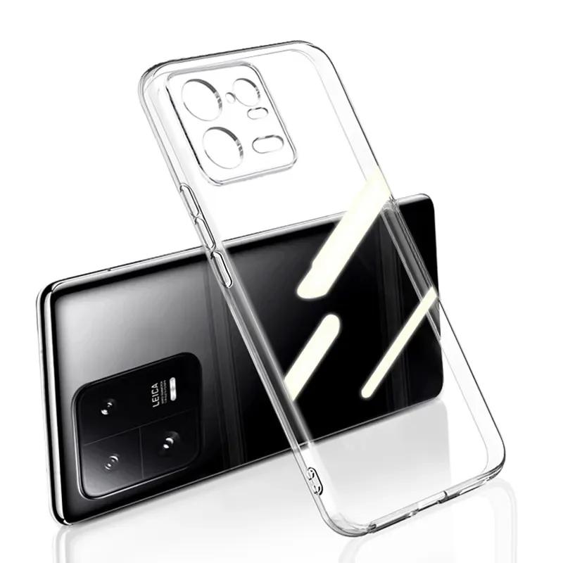 Full Camera Protection Silicone Case For Xiaomi Mi 14 13 13T 12 12X 12S Pro Lite 12T Ultra Transparent Black Cover Back Shell