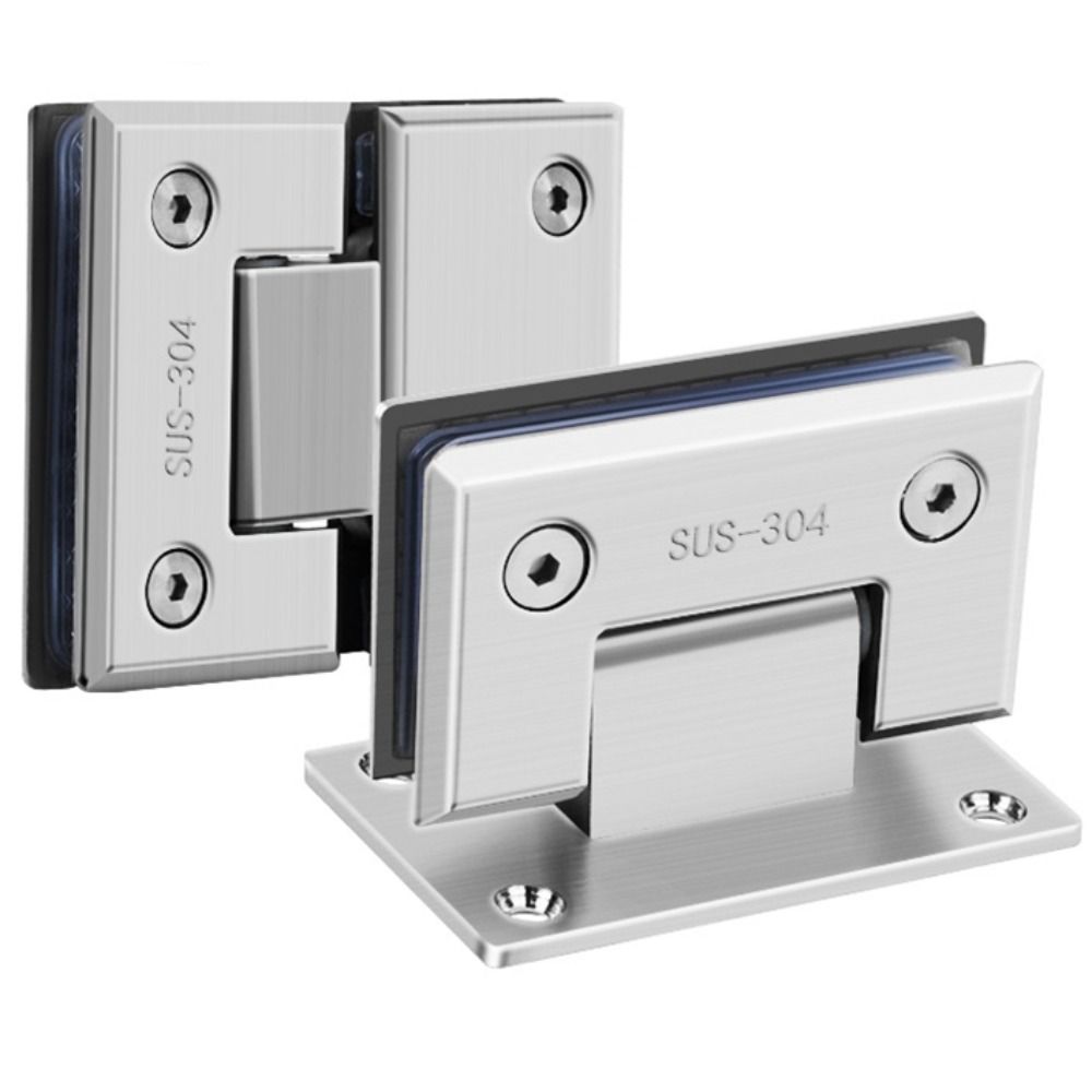 Stainless Steel Glass Door Hinge Silver Flat Fixtures Professional Bathroom Clip  Shower Room