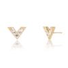 LUNNE 14k V Dense Q Stud Earrings (14k Gold) #Cap06