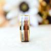 Fashion 8mm Men Gold Color Stainless Steel Abalone Shell Rings Inlay KOA Wood Rings For Men Wedding Engagement Jewelry Gifts