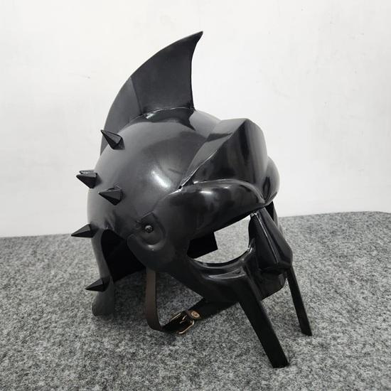 Helm Tragbar Gladiator Römisch Maximus, Gestachelter Stahl Mittelalter Kostüm LARP Cosplay Sammlerstück Geschenk