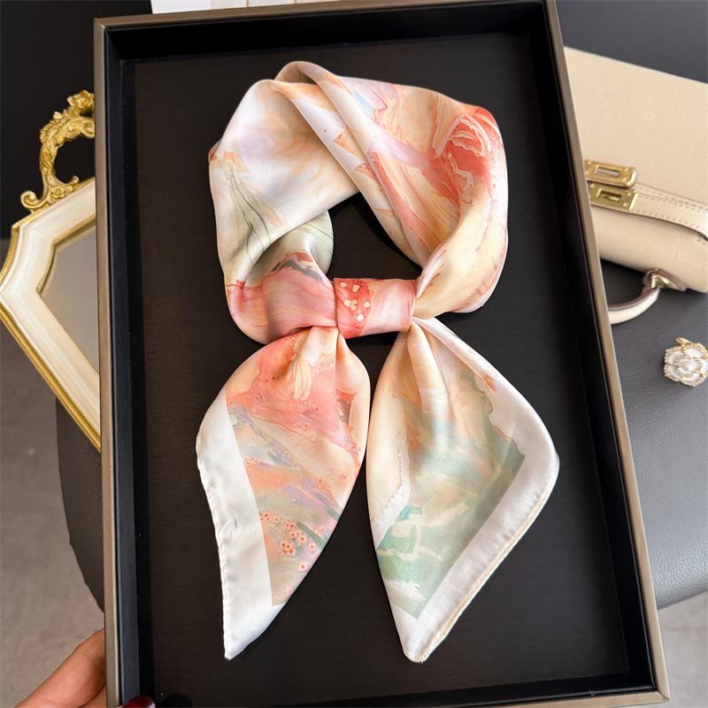 New Silk Scarf Neckerchief Women's Silk Square Scarf Luxury Summer Headband Lady Designer Silk Head Scarf Hair Band Tie Ribbon